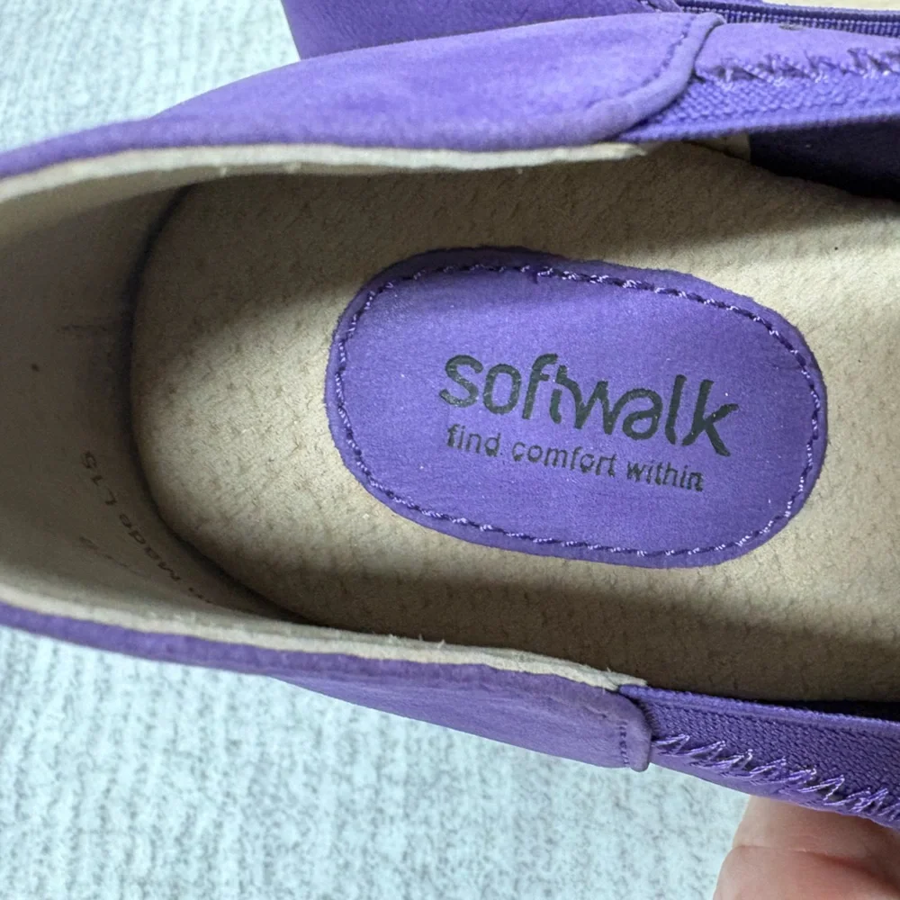 SoftWalk Hampshire Ballet Flats Women’s Sz 6.5 Purple Milled Nubuck Leather - Picture 6 of 8